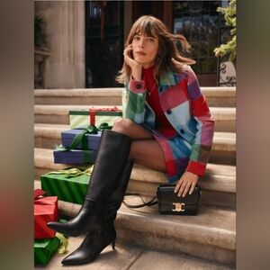 Women's Tall Pointed-Toe Black Leather Boots